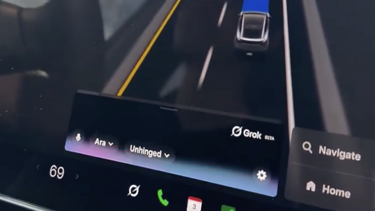 Tesla in-car display showing the Grok voice assistant